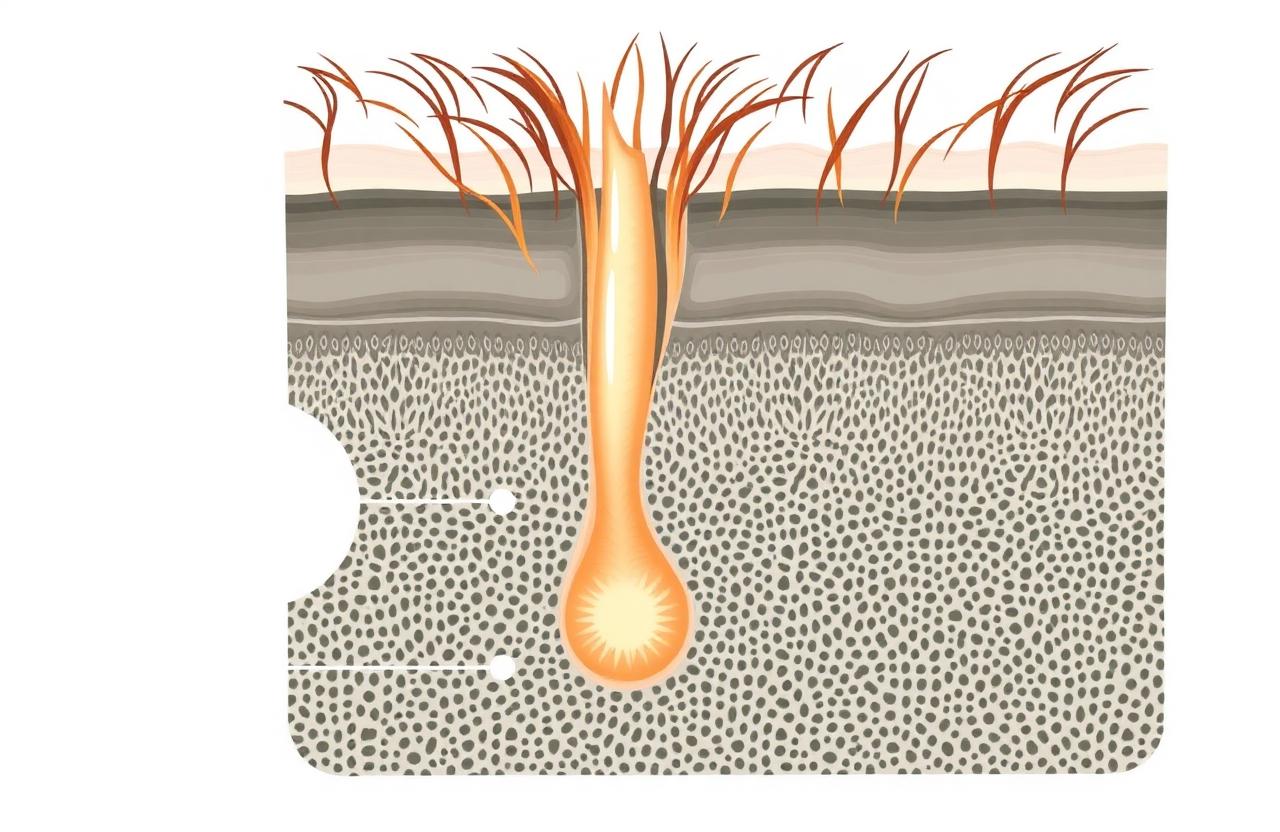 Cross section of a healthy hair follicle