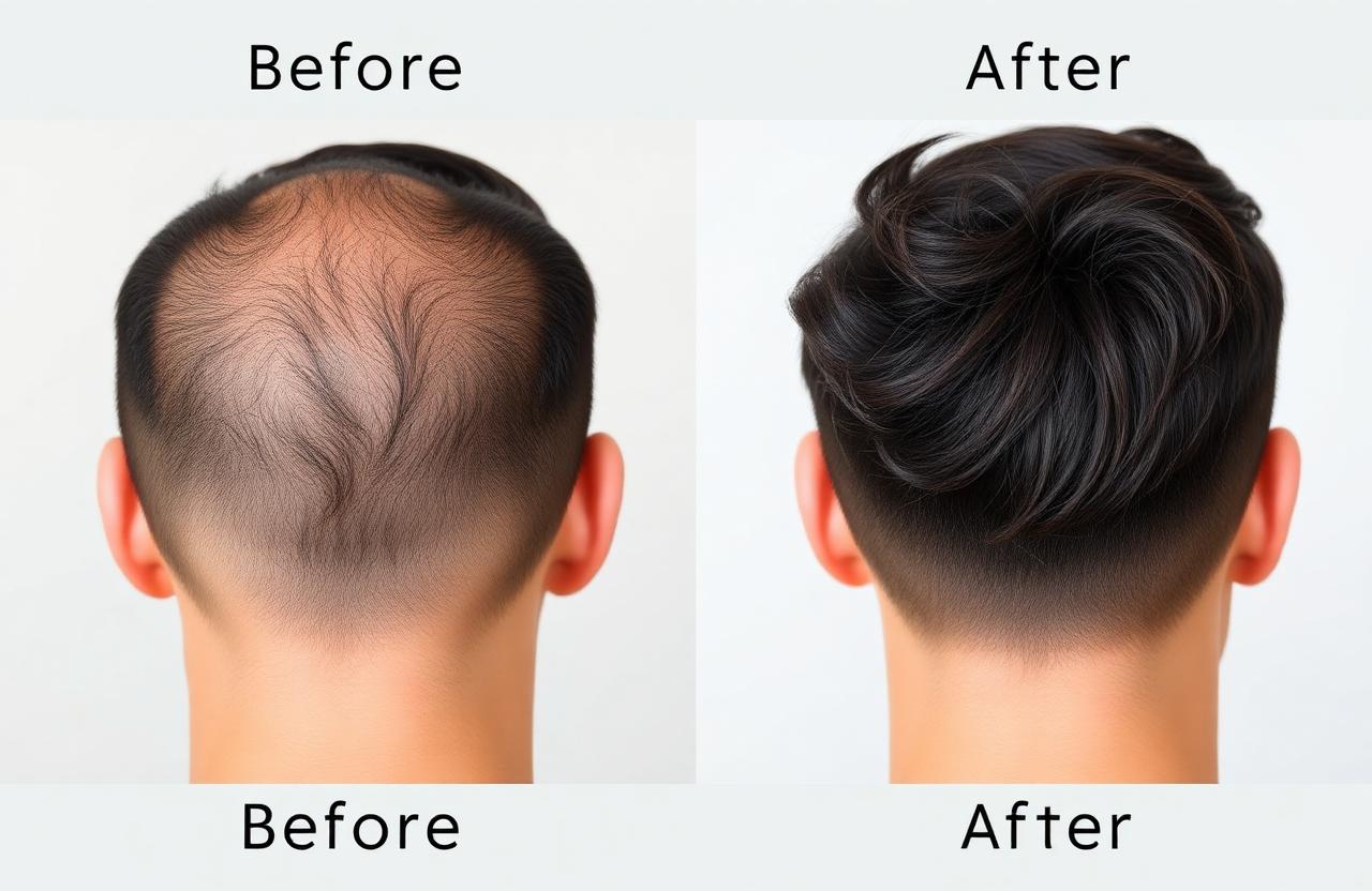 Before and after results from BioGrow Advanced Hair Regrowth